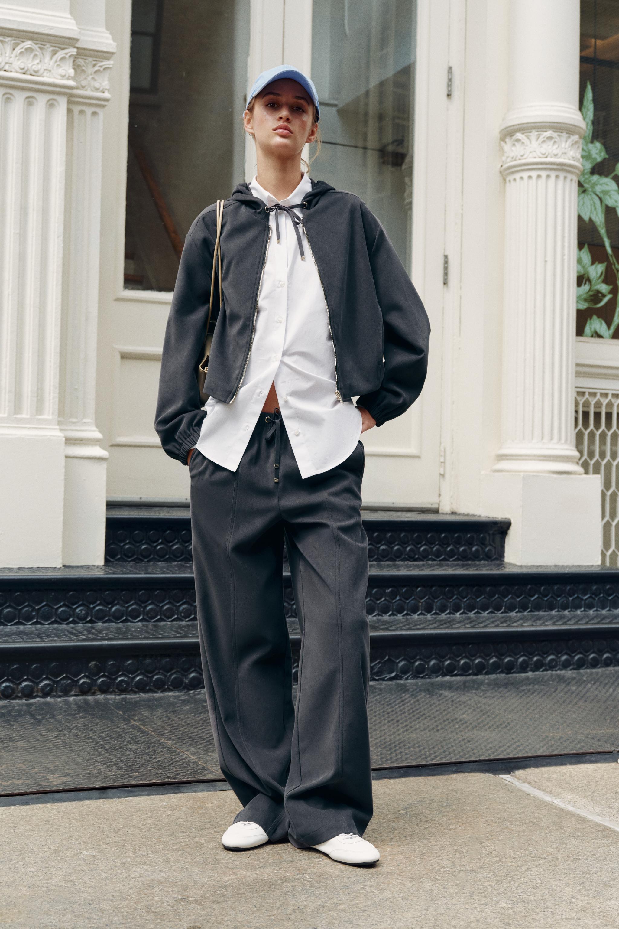 ELASTIC WAIST WIDE LEG TROUSERS